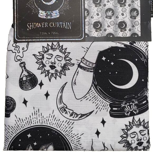 Wanderlust Dreams Celestial Sun Moon Crystal Ball Shower Curtain - Picture 3 of 3